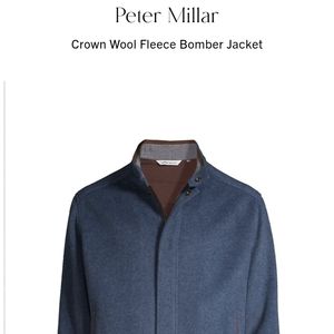 Peter Millar mens x-large gray crown wool fleece bomber jacket.